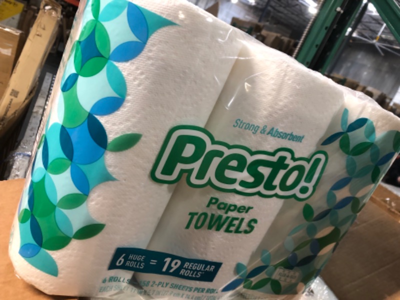 Photo 2 of Amazon Brand - Presto! Flex-a-Size Paper Towels, 158 Sheet Huge Roll, 6 Count (Pack of 1), 6 Huge Rolls = 19 Regular Rolls