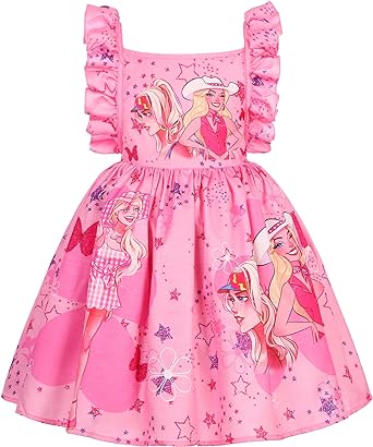 Photo 1 of Girls Costume Dress Kids Cartoon Ruffle Sleeve Summer Outfit Birthday Party Gift Toy 