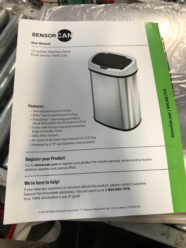 Photo 2 of (READ NOTES) iTouchless 13 Gallon Oval Sensor Touchless Trash Can with Odor Control System & AC Power Adapter for Automatic Sensor Trash Cans, Official and Manufacturer Certified, UL Listed, Energy Saving Oval Stainless Steel