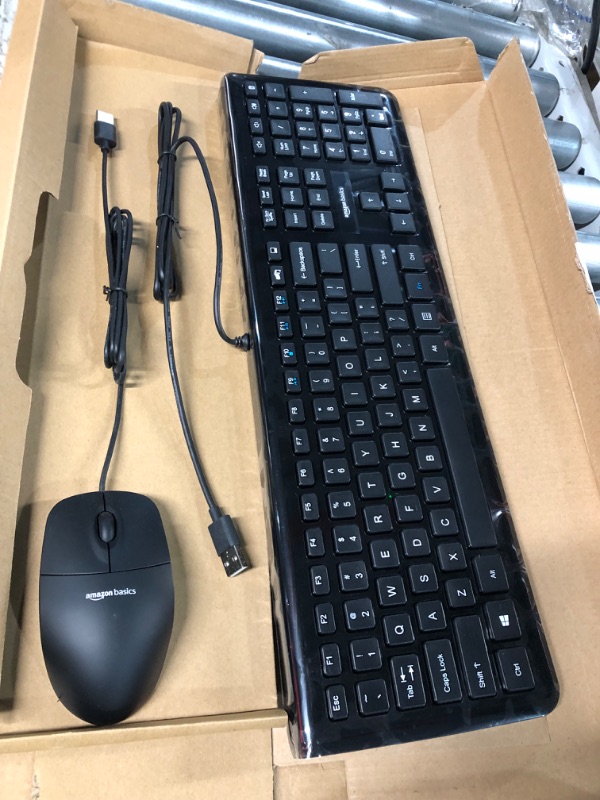 Photo 3 of AmazonBasics USB Wired Computer Keyboard and Wired Mouse Bundle Pack Bundle with AmazonBasics High-Speed 4K HDMI Cable - 6 Feet