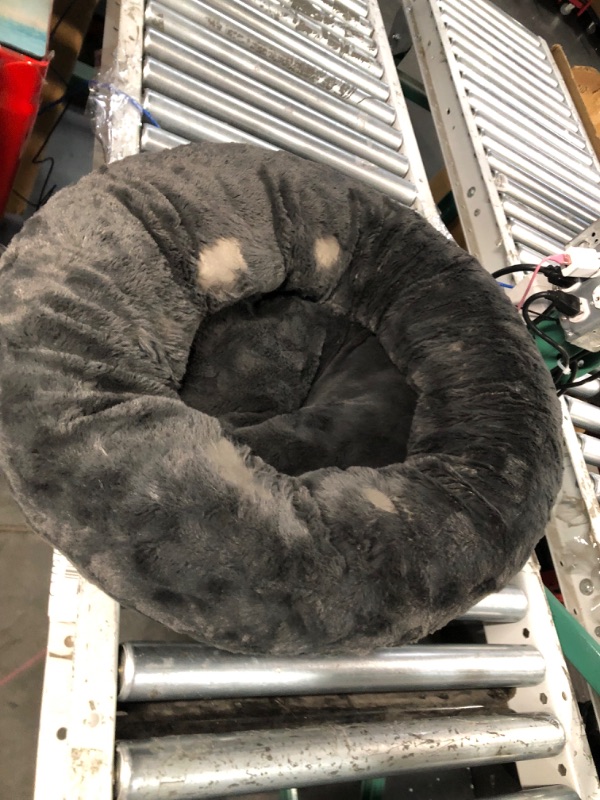 Photo 2 of ***USED - NO PACKAGING***
Best Friends by Sheri The Original Calming Donut Cat and Dog Bed in Lux Fur Charcoal Mink, Small 23x23 Lux Mink Small 23" x 23" Bed Only