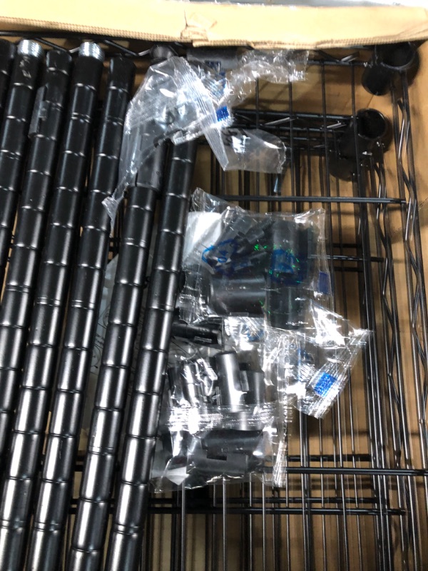 Photo 1 of Amazon Basics 4-Shelf Adjustable Storage Shelving Unit (200 lbs Loading Capacity per Shelf), Steel Organizer Wire Rack, Black (24" L x 14" W x 48" H) 4- Shelf Narrow No Wheels Black