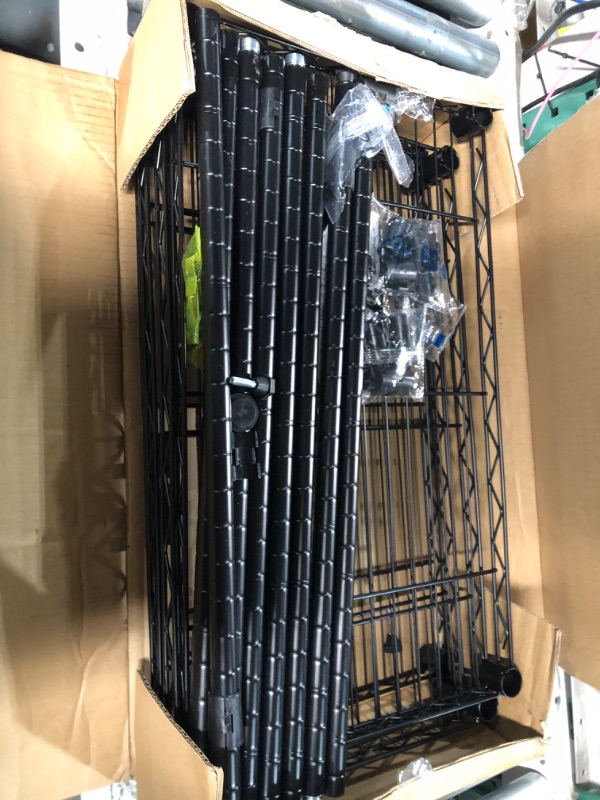 Photo 1 of Amazon Basics 4-Shelf Adjustable Storage Shelving Unit (200 lbs Loading Capacity per Shelf), Steel Organizer Wire Rack, Black (24" L x 14" W x 48" H) 4- Shelf Narrow No Wheels Black