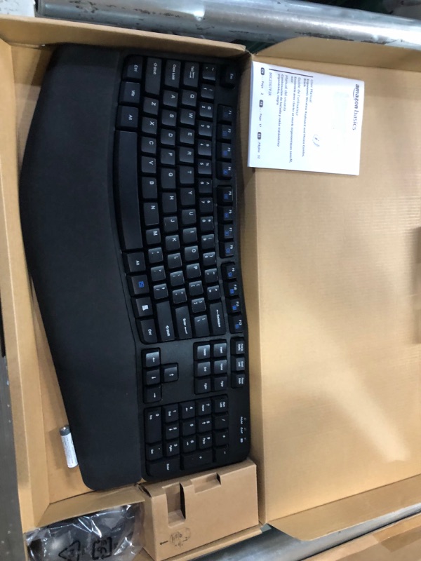 Photo 2 of Amazon Basics Ergonomic Wireless Keyboard Mouse Combo - QWERTY - Black