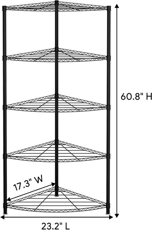 Photo 4 of (READ NOTES) Sasoiky 5 Tier Corner Storage Shelves, Wire Shelving Unit, Metal Shelf