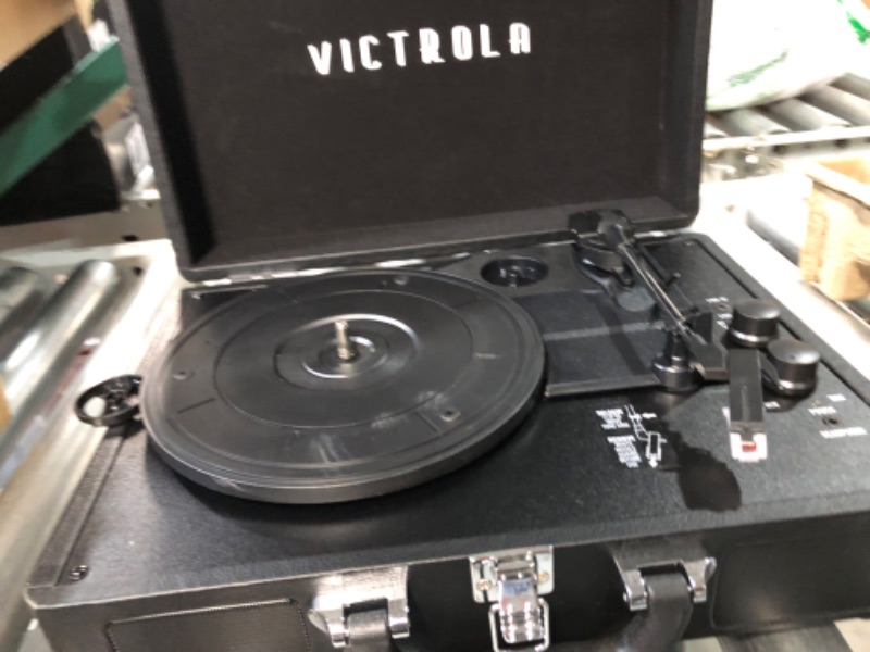 Photo 2 of Victrola Vintage 3-Speed Bluetooth Portable Suitcase Record Player with Built-in Speakers | Upgraded Turntable Audio Sound| Includes Extra Stylus | Black, Model Number: VSC-550BT-BK, 1SFA