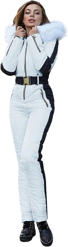 Photo 1 of hlysgo Womens Onesie Ski Suit Winter Outdoor Sports Snowsuit Jumpsuits Fashion Zipper Hooded Snow Jumpsuit Puffer Rompers MEDIUM