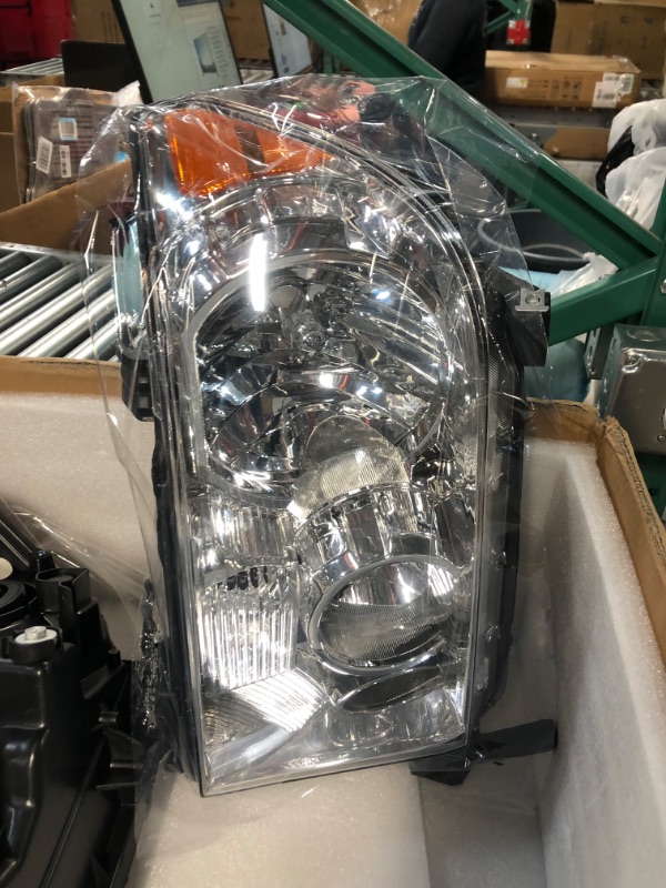 Photo 3 of DWVO Headlight Assembly Compatible with Tundra 2007-2013/ Sequoia 2008-2017 Chrome Housing Amber Reflector (Not suitable for vehicle with electric adjustment function) OE - Chrome/Amber/Clear