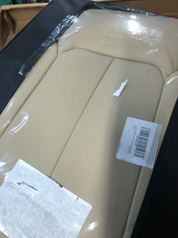 Photo 2 of Coverado Front Seat Covers 2 Pieces, Waterproof Nappa Leather Auto Seat Protectors, Universal Fit for Most Sedans SUV Pick-up Truck, Beige Beige FrontPair