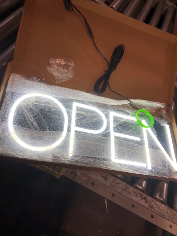 Photo 2 of Open Signs for Business 12V/2A Ultra Bright LED Neon Open Sign 22 Inch Lighted Open Sign Electric Light Up Open Sign for Business Storefront Window Glass Door Retail Shop Store Bar Salon Restaurant,White White 22 Inch