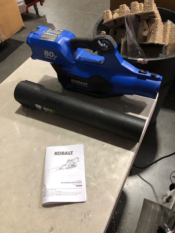 Photo 2 of ***USED - NO BATTERY AND CHARGER***
Kobalt 80-volt 630-CFM 140-MPH Battery Handheld Leaf Blower