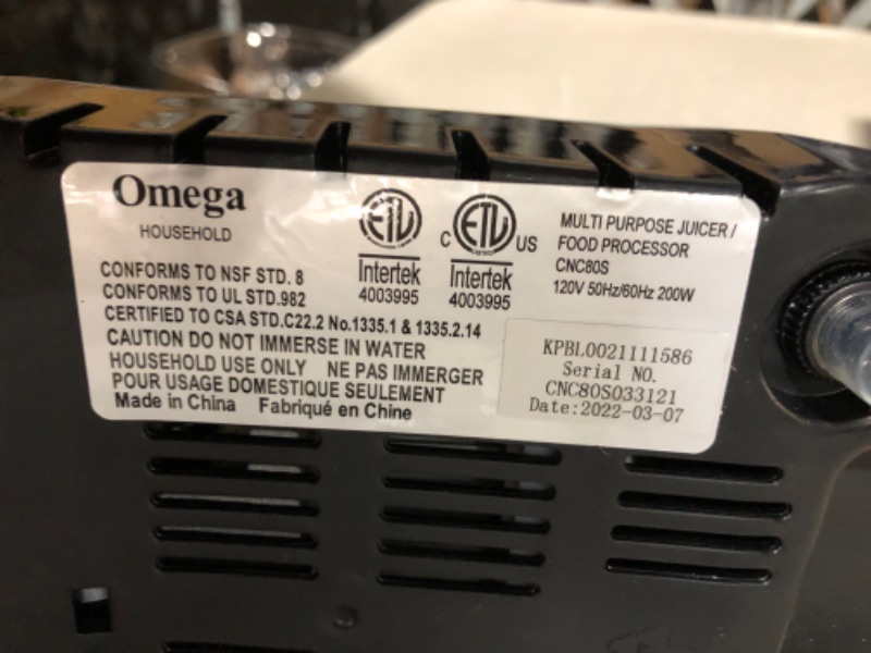 Photo 1 of ***USED - DIRTY - DAMAGED - MIGHT BE MISSING PARTS - UNABLE TO TEST - SEE PICTURES***
Omega Compact Slow Speed Multi-Purpose Nutrition System Juicer with Quiet Motor 200-Watt, Silver
