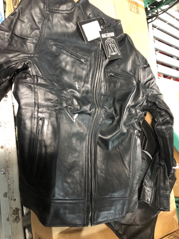 Photo 2 of Dodge Black Fitted Real Leather Biker Jacket Men’s/Gloria Leather
