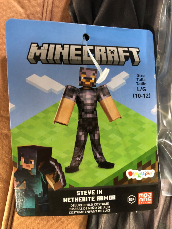 Photo 1 of Boys' Minecraft Steve In Netherite Armor Halloween Costume size L 10-12