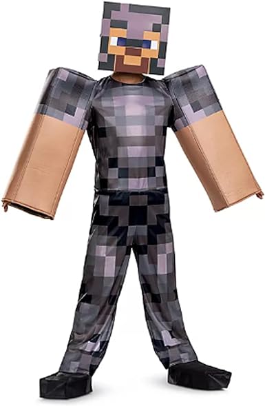 Photo 1 of (READ NOTES) Boys' Minecraft Steve In Netherite Armor Halloween Costume size L 10/12