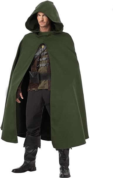 Photo 1 of Green Cloak with Hood Wool Cape Men Women