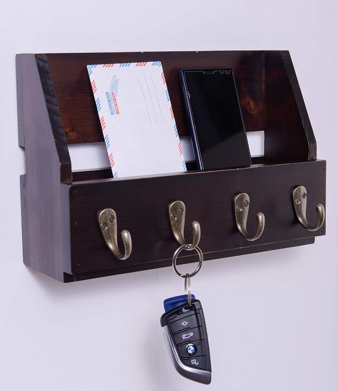 Photo 1 of  Wall Mounted Key and Mail Holder with 4 Hooks.