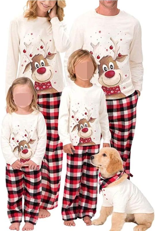 Photo 1 of Family Christmas Pjs Matching Sets Deer Plaid Jammies for Baby Adults and Kids Holiday Xmas Sleepwear Set