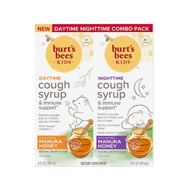 Photo 1 of *Exp. Date is 02/2024* Burt's Bees Kids Daytime and Nighttime Cough Syrup 8 Fl Oz 2 Pack