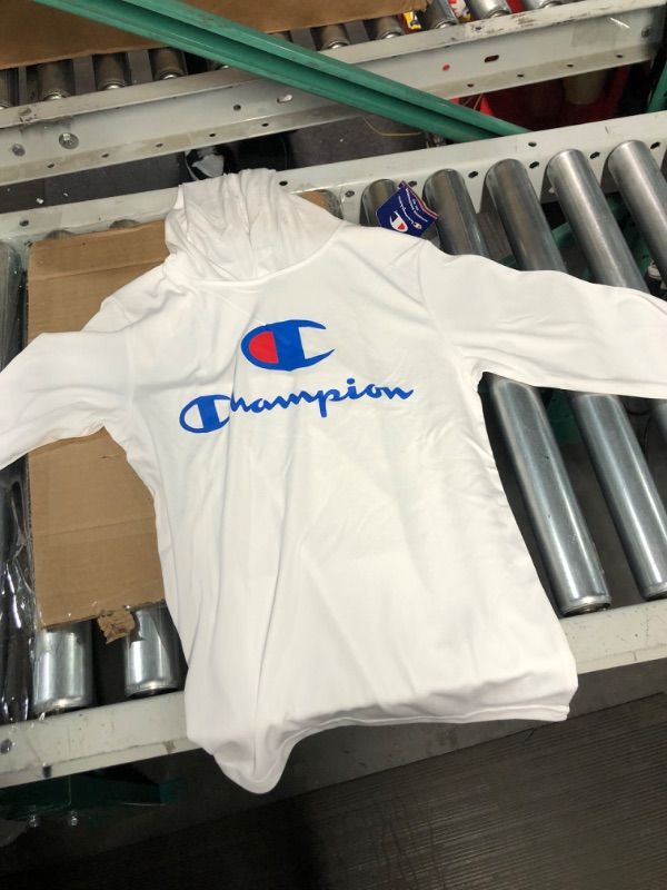 Photo 4 of Champion Kids Long Sleeve Hooded Shirt | Lightweight | Boys Clothes | Activewear Medium White