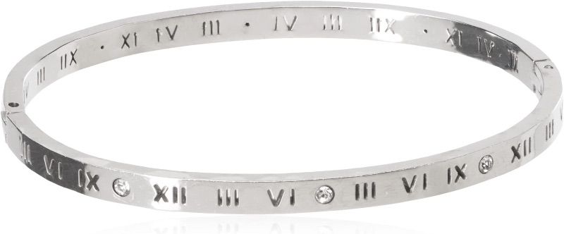 Photo 1 of Baoli Zircon Jewelry Roman Numerals Bangle Bracelet for Women (Silver) 2 Pack