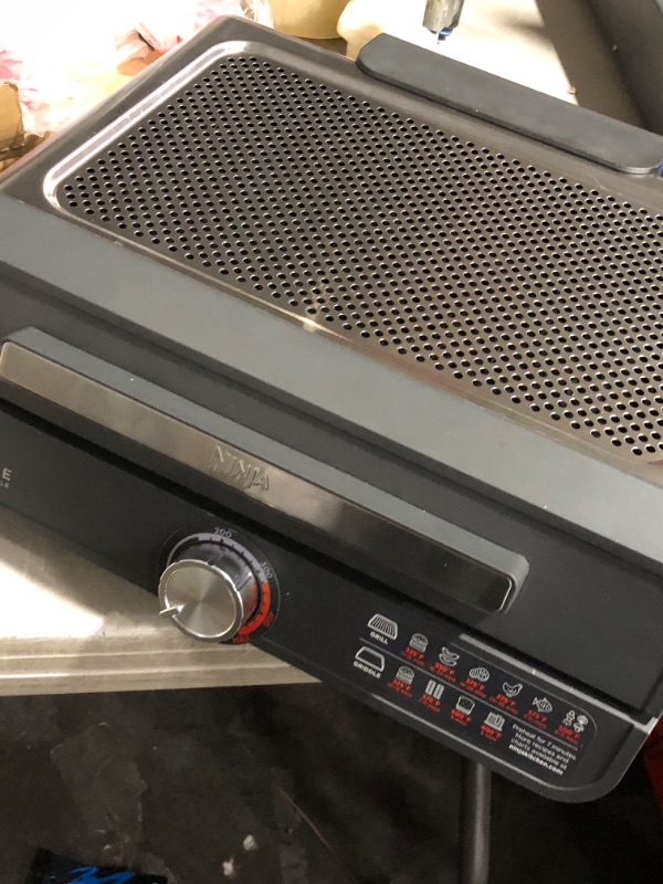Photo 1 of * used * see images * 
Ninja GR101 Sizzle Smokeless Indoor Grill & Griddle, 14'' Interchangeable Nonstick Grill, Grey/Silver
