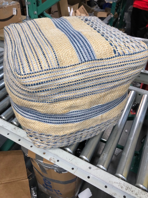 Photo 2 of * see all images * 
Christopher Knight Home Lola Boho Hemp and Wool Pouf, Natural and Blue Natural + Blue