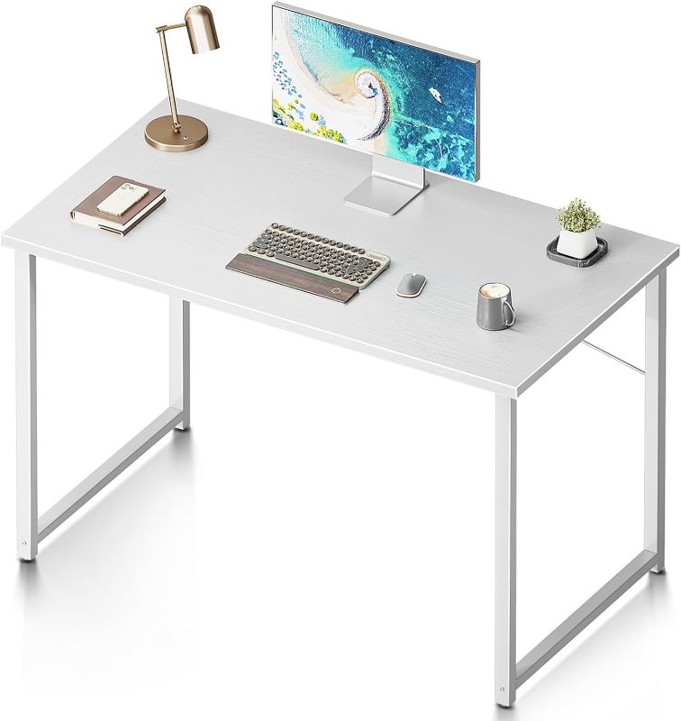 Photo 1 of Coleshome 40 Inch Computer Desk, Modern Simple Style Desk for Home Office, Study Student Writing Desk, White
