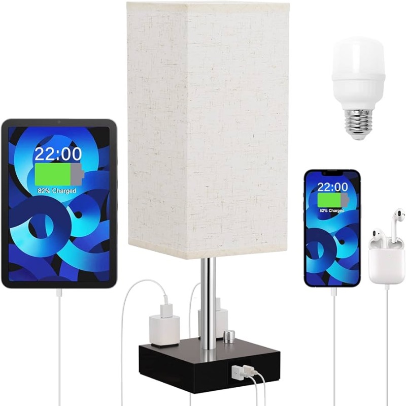 Photo 1 of aooshine Fully Dimmable Table Lamp with USB C Bedside Lamp 
