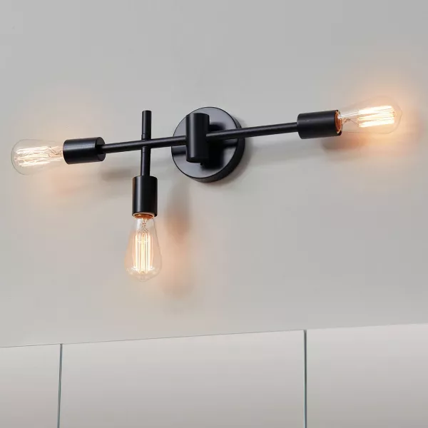 Photo 1 of 18" Hollins 3-Light Matte Black Vanity Light - Globe Electric (STOCK IMAGE FOR REFEERNCE)