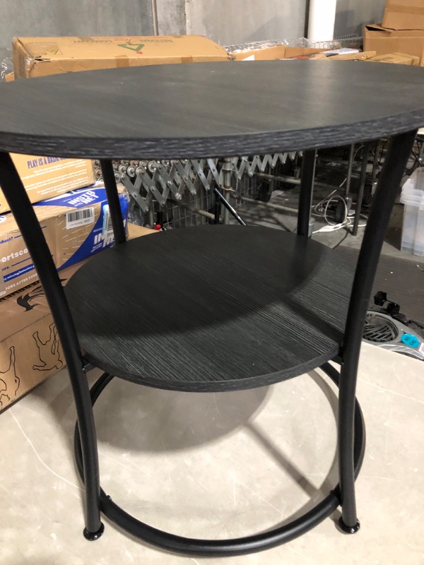Photo 1 of * used * see images *
VASAGLE Side Table, Round End Table with 2 Shelves for Living Room,Gray + Black