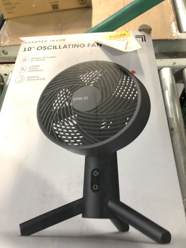 Photo 2 of **MISSING LEG-MINOR DAMAGE STAINED**
Sharper Image SPIN 10 Oscillating Desktop Fan with 3 Speeds, Small, Black