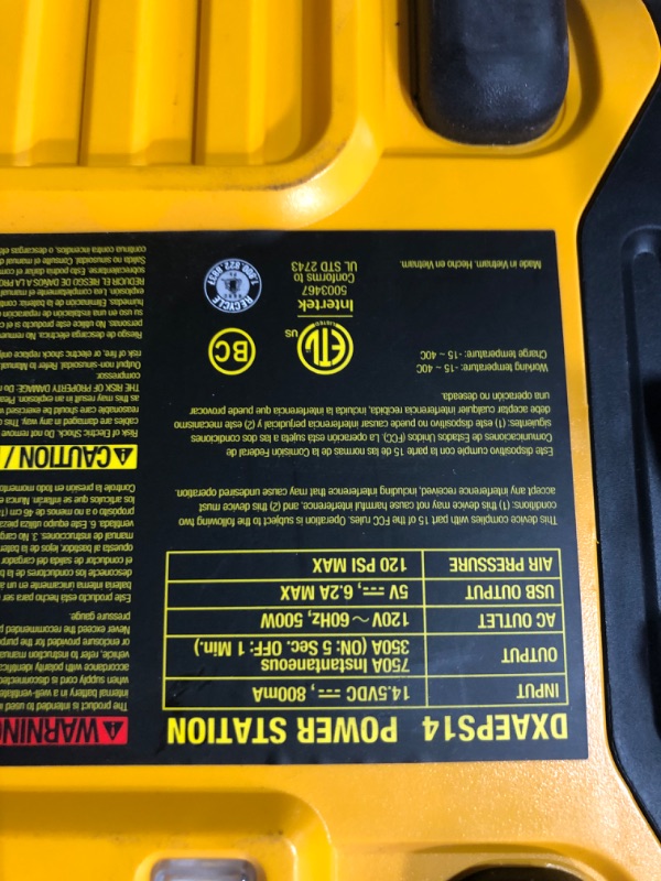 Photo 7 of **SEE NOTES*IMPORTANT 
DEWALT DXAEPS14 1600 Peak Battery Amp 12V Automotive Jump Starter/Power StatioN, 