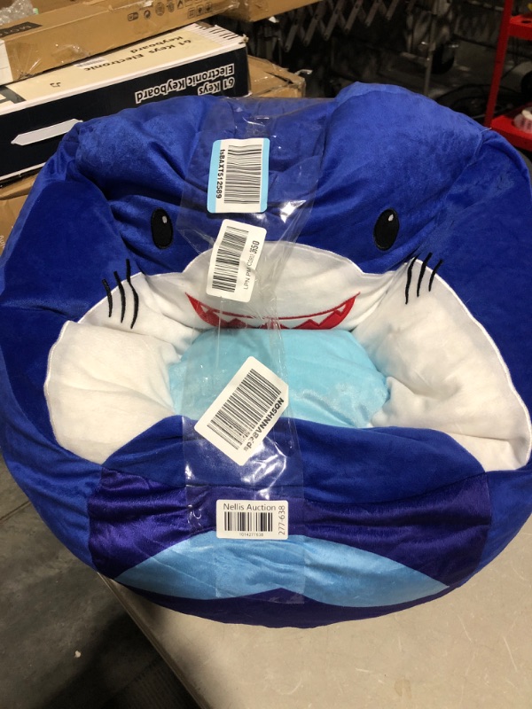 Photo 2 of * used * see all images * 
Heritage Kids Shark Round Figural Kids Bean Bag Chair , Blue