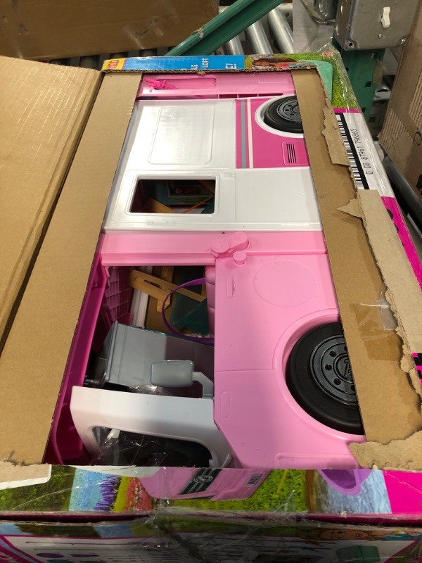 Photo 2 of Barbie Camper 3-in-1 DreamCamper Toy Playset Transforming Camper with Pool, Truck and Boat 60 Barbie Accessories Kids Toys and Gifts 3 in 1 Camper