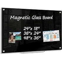 Photo 1 of Glass Magnetic Dry Erase Board, 24''x18'' Large Black Glass Board Black 24" x 18"