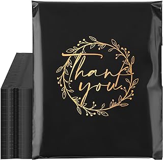 Photo 1 of 1400 Pcs 10 x 13 Inch Thank You Poly Mailers black/gold