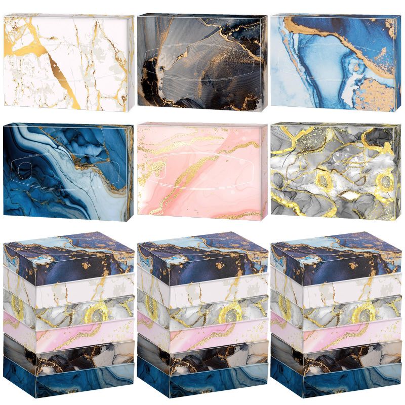 Photo 1 of Umigy 30 Packs Marble Designed Facial Tissues Cube Box 40 Sheets Per Box 5.9 x 4.3 x 1.2 Inch