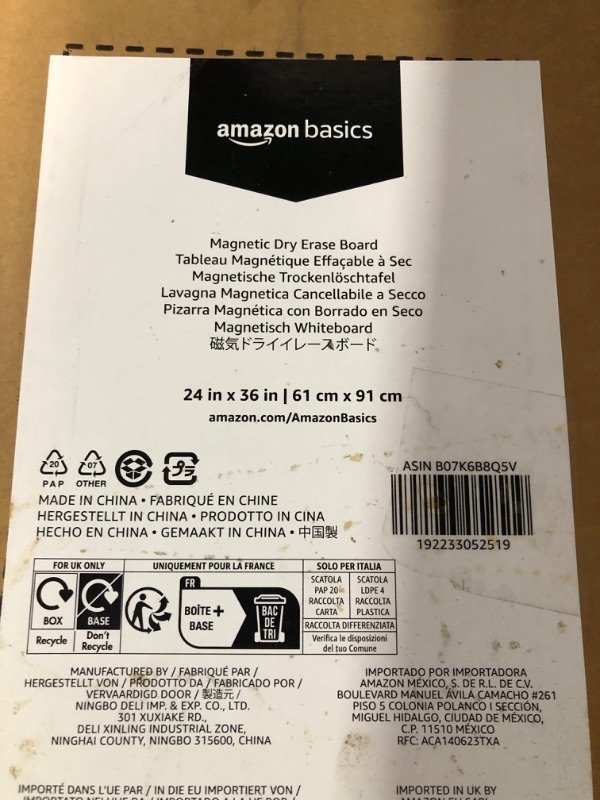 Photo 4 of Amazon Basics Magnetic Dry Erase White Board, 36 x 24-Inch Whiteboard - Silver Aluminum Frame 24" x 36" Magnetic, Aluminum Frame