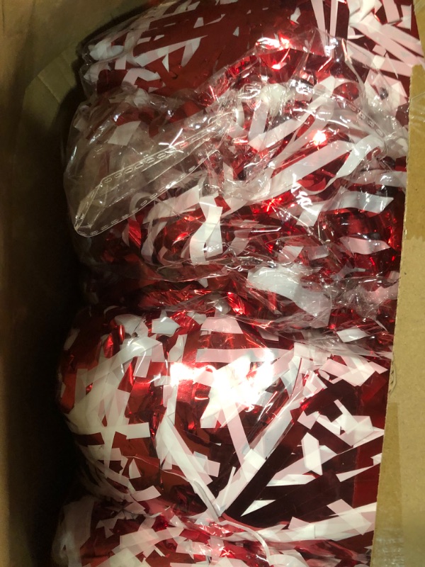 Photo 2 of 25Pcs Metallic Cheerleading Pom Pom (Red and White)