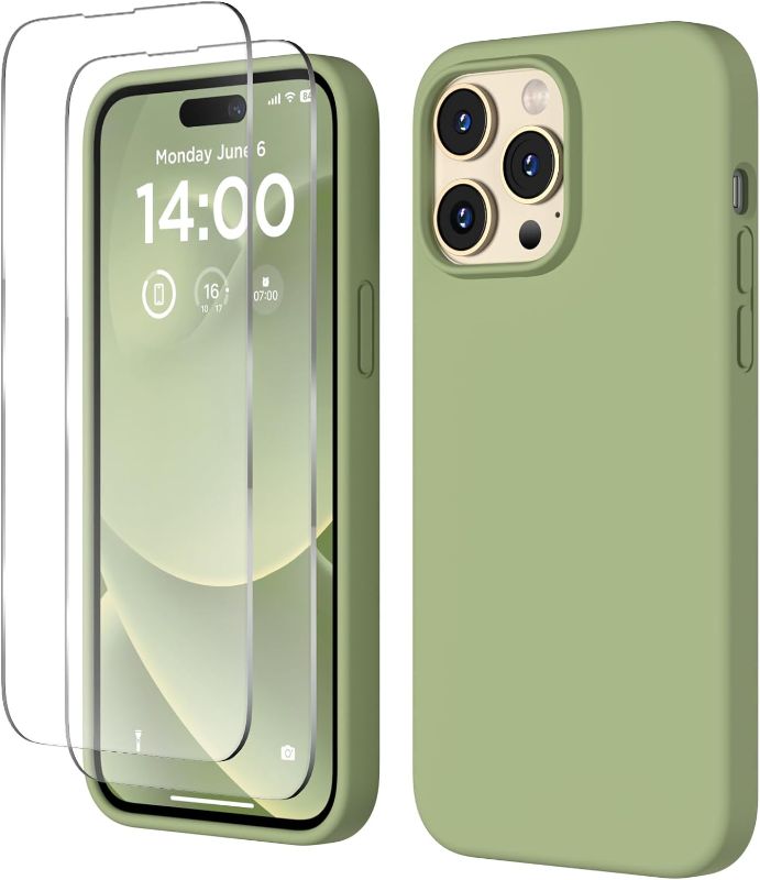Photo 1 of  iPhone 14 Pro Max Case, Liquid Silicone Case Green