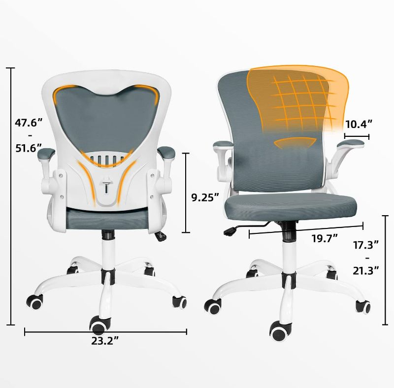 Photo 4 of (READ NOTES) MUZII Desk Chair with Arms, Ergonomic Mesh Office Chair with Lumbar Support, Desk Chair with Wheels, Task Chair with Arms Executive Office Chair for Home Office, Grey (PARTS ONLY) 
