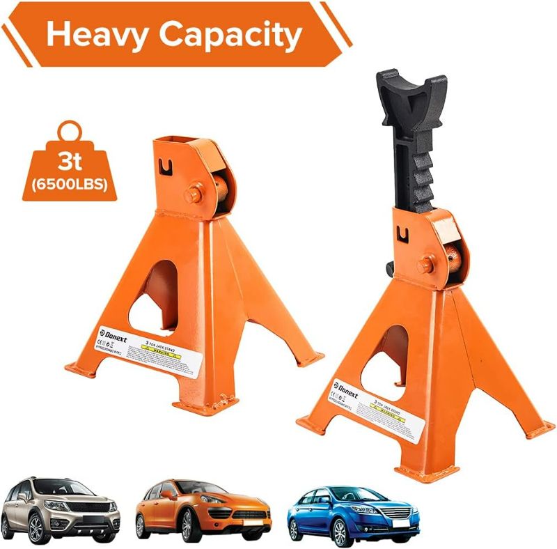 Photo 1 of **PARTS ONLY INCOMPLETE ITEM**
Donext Jack Stands 3 Ton (6,500 lb) Capacity Steel, 1 Pair Orange Lifting Stand Adjustable 