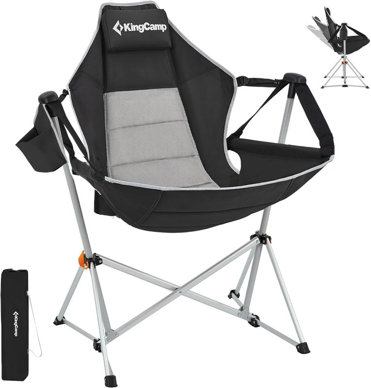 Photo 1 of (READ NOTES) KingCamp Hammock Camping Chair Swinging Rocking Chair for Adults Lawn Beach Camp Outside Portable Folding Chair Hold Up to 264lbs with Adjustable Back Support Carrying Bag Cup Holder
