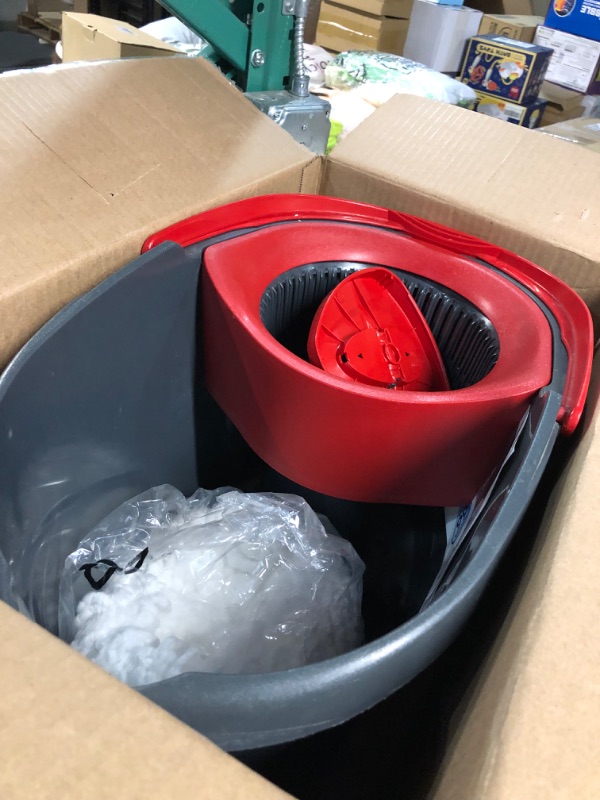Photo 2 of ***DAMAGED READ NOTES***O-Cedar EasyWring Microfiber Spin Mop, Bucket Floor Cleaning System, Red, Gray Spin Mop & Bucket
