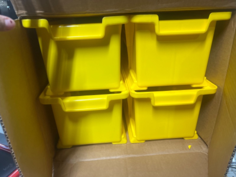 Photo 2 of Akro-Mils 30284 Super-Size AkroBin Heavy Duty Stackable Storage Bin Plastic Container, (24-Inch L x 8-Inch W x 7-Inch H), Yellow,