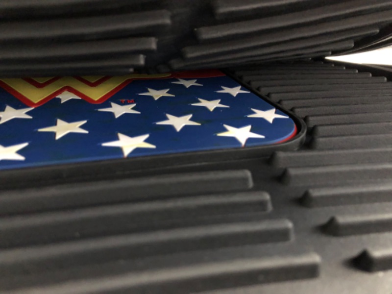 Photo 3 of BDK DC Comics - Classic Wonder Woman Car Floor Mats 3pc Set - Logo on Heavy Duty Rubber