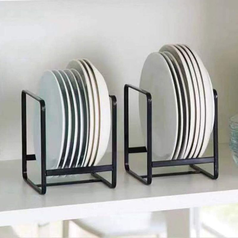 Photo 1 of 2PCS Plate Holders Organizer , Metal Dish Storage Dying Display Rack for Cabinet, Counter and Cupboard - Black? Small