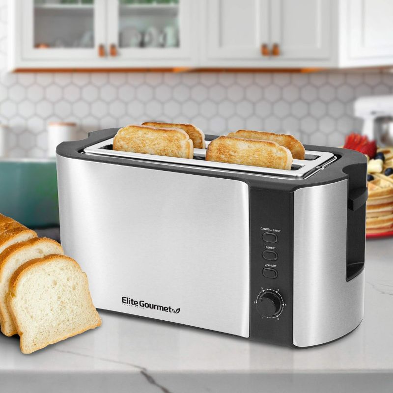 Photo 7 of (READ NOTES) Elite Gourmet ECT-3100 Long Slot 4 Slice Toaster, Black