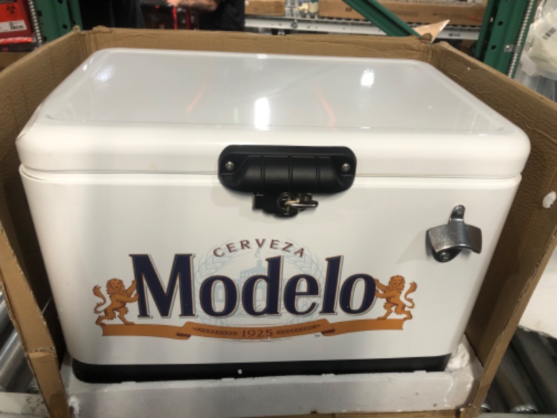 Photo 5 of **damaged**Modelo Stainless Steel Ice Chest Beverage Cooler with Bottle Opener 51 L /54 Quart Ice Bucket for Camping, Beach, RV, BBQs, Tailgating, Fishing